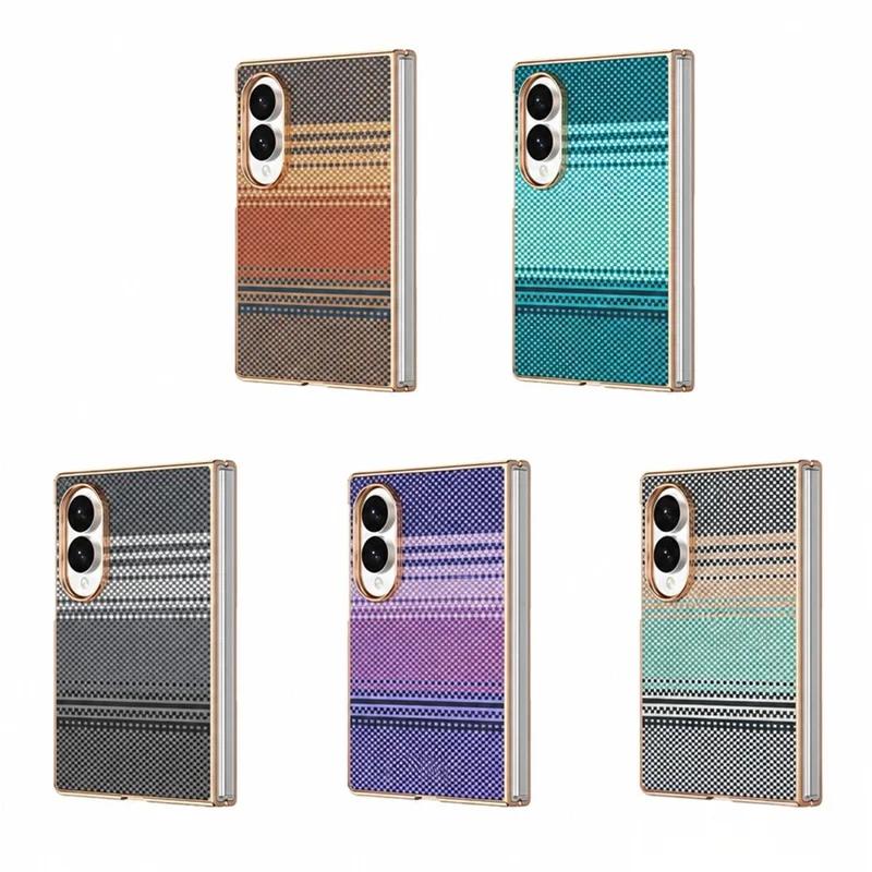 For Samsung Galaxy Z Fold8 Magnetic Case Aramid Fiber Pattern Shockproof PC Phone Cover with Screen Protector - Black