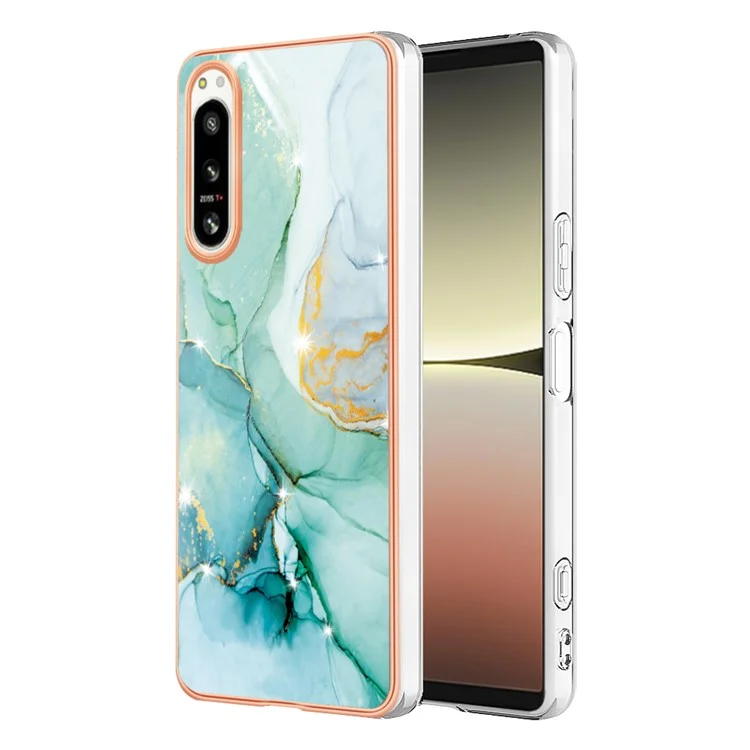 Para Sony Xperia 5 IV 5G YB IMD Series-2 Electroplating IMD Marble Pattern Phone Case Drop-proof TPU Back Cover - Verde 003