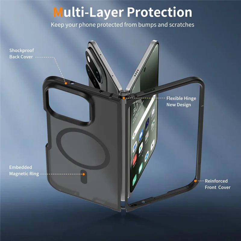 For Google Pixel 11 Pro Fold Magnetic Case TPU Frame Acrylic Back Phone Cover Skin Touch - Black