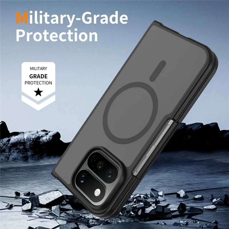 For Google Pixel 11 Pro Fold Magnetic Case TPU Frame Acrylic Back Phone Cover Skin Touch - Black