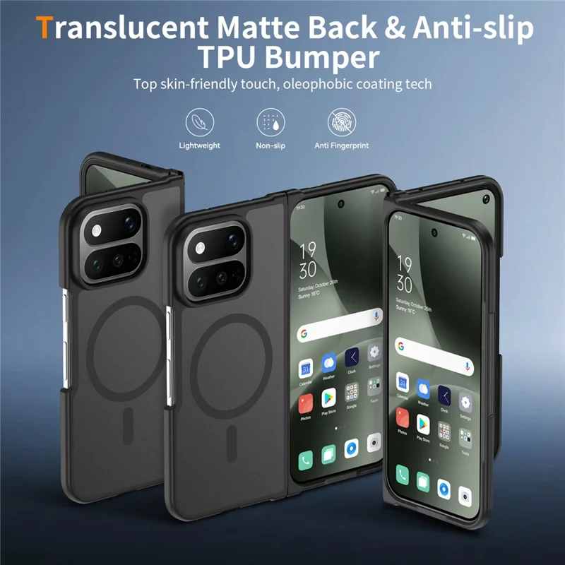 For Google Pixel 11 Pro Fold Magnetic Case TPU Frame Acrylic Back Phone Cover Skin Touch - Black