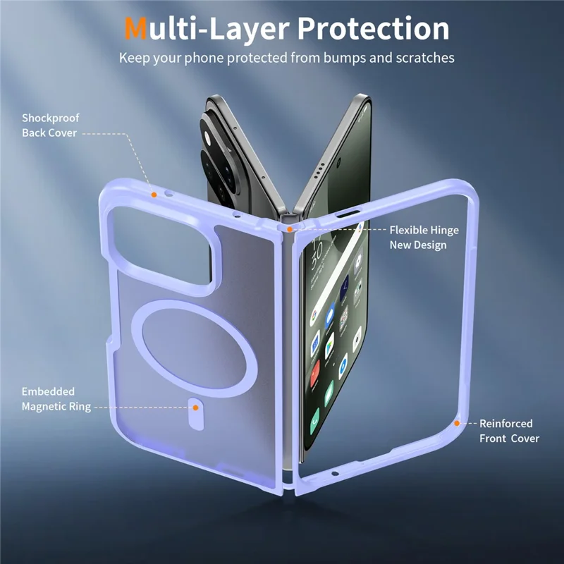 For Google Pixel 11 Pro Fold Magnetic Case TPU Frame Acrylic Back Phone Cover Skin Touch - Purple