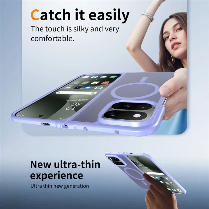 For Google Pixel 11 Pro Fold Magnetic Case TPU Frame Acrylic Back Phone Cover Skin Touch - Purple