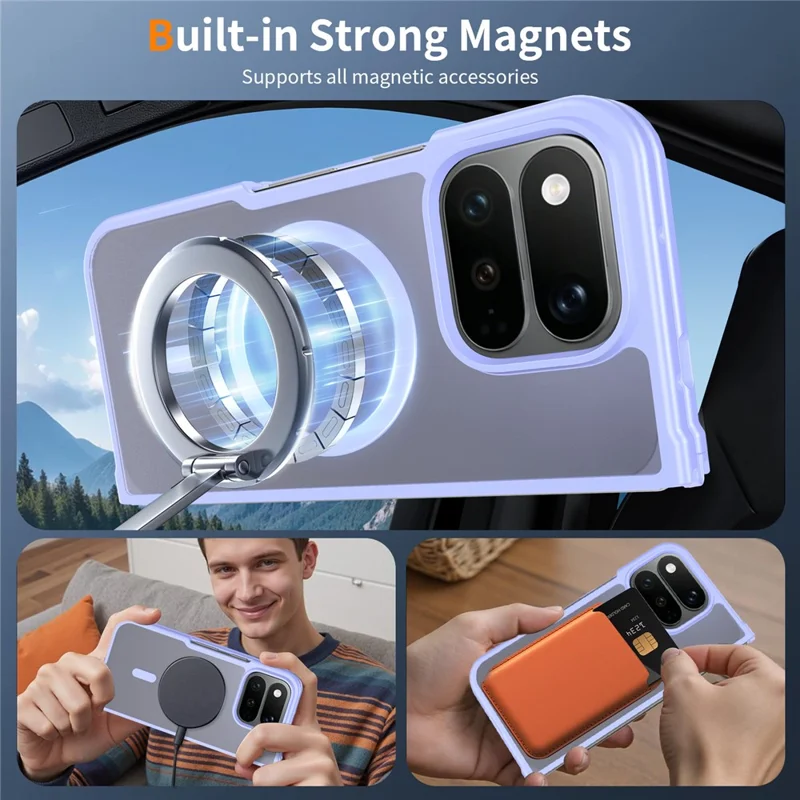 For Google Pixel 11 Pro Fold Magnetic Case TPU Frame Acrylic Back Phone Cover Skin Touch - Purple