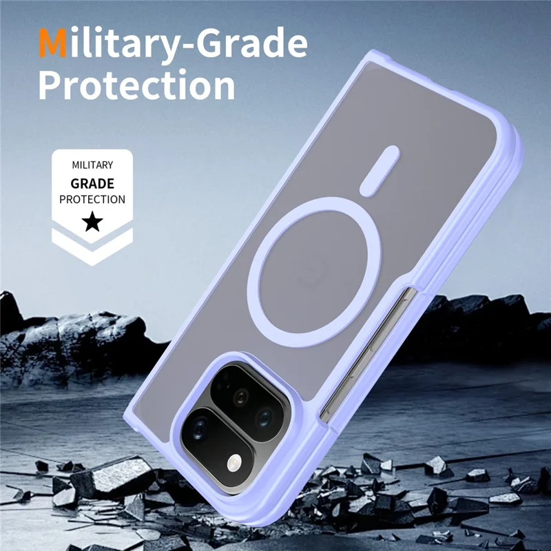 For Google Pixel 11 Pro Fold Magnetic Case TPU Frame Acrylic Back Phone Cover Skin Touch - Purple