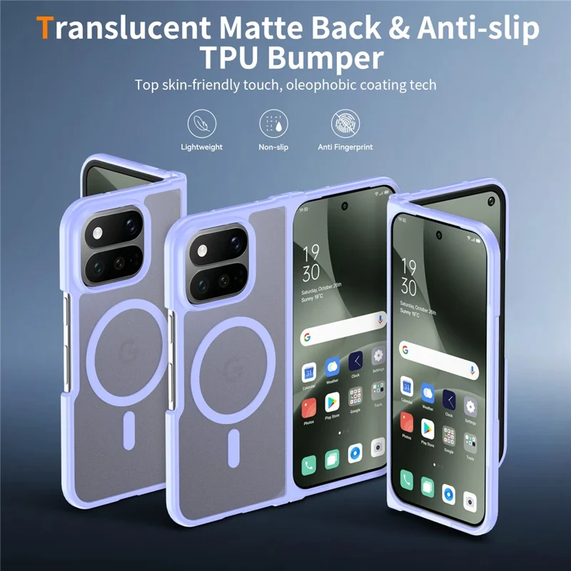 For Google Pixel 11 Pro Fold Magnetic Case TPU Frame Acrylic Back Phone Cover Skin Touch - Purple