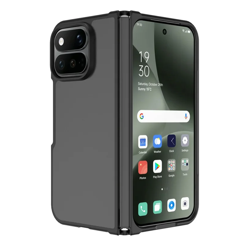 For Google Pixel 11 Pro Fold Case Skin Touch TPU Frame Acrylic Back Phone Cover - Black
