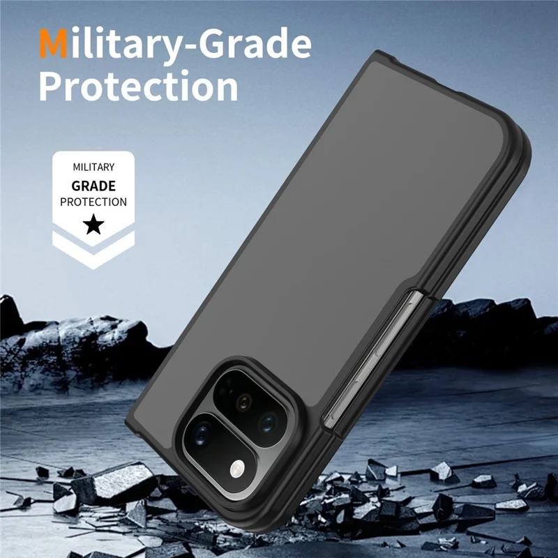 For Google Pixel 11 Pro Fold Case Skin Touch TPU Frame Acrylic Back Phone Cover - Black