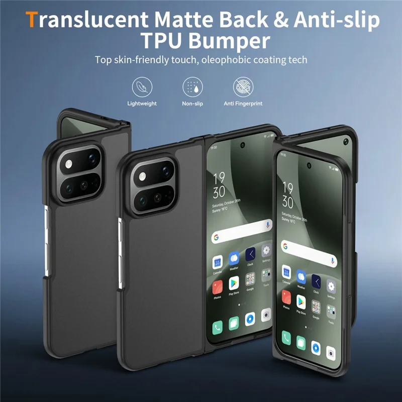 For Google Pixel 11 Pro Fold Case Skin Touch TPU Frame Acrylic Back Phone Cover - Black