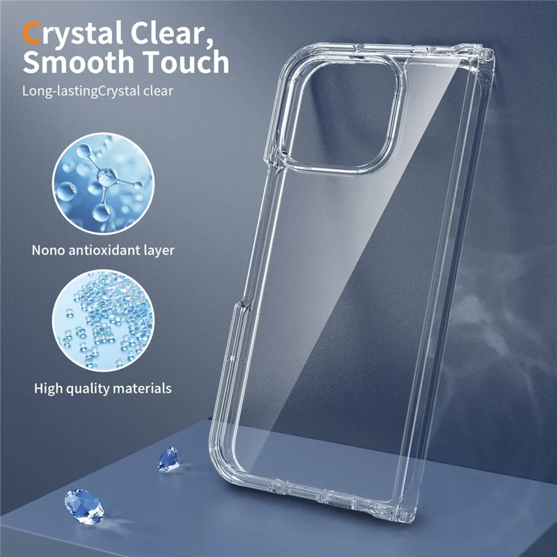For Google Pixel 11 Pro Fold Case Anti-Scratch TPU + Acrylic Clear Back Phone Cover - Transparent