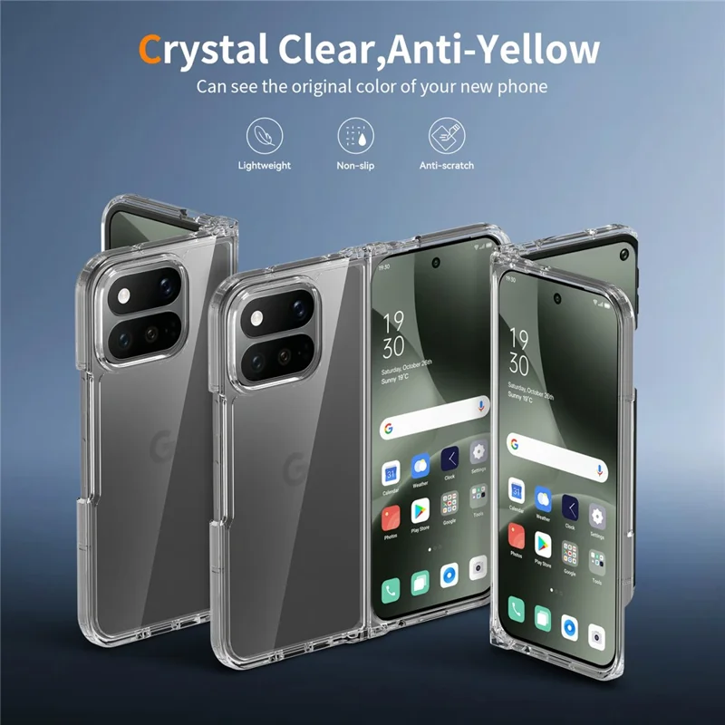 For Google Pixel 11 Pro Fold Case Anti-Scratch TPU + Acrylic Clear Back Phone Cover - Transparent