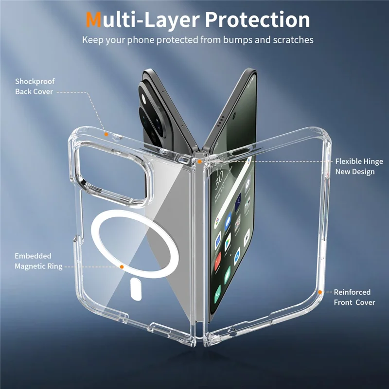 For Google Pixel 11 Pro Fold Magnetic Case 2.0mm Scratch Resistant TPU + PC Phone Cover - Transparent