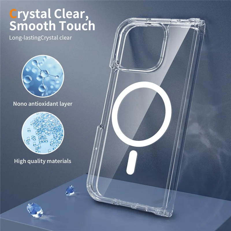For Google Pixel 11 Pro Fold Magnetic Case 2.0mm Scratch Resistant TPU + PC Phone Cover - Transparent