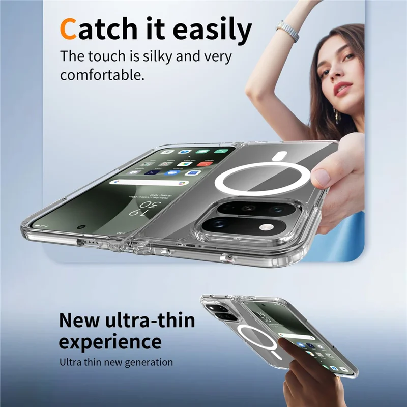 For Google Pixel 11 Pro Fold Magnetic Case 2.0mm Scratch Resistant TPU + PC Phone Cover - Transparent