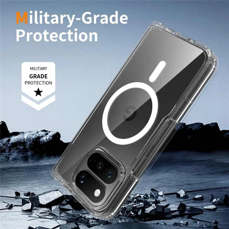 For Google Pixel 11 Pro Fold Magnetic Case 2.0mm Scratch Resistant TPU + PC Phone Cover - Transparent