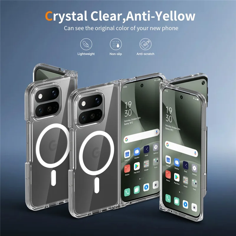 For Google Pixel 11 Pro Fold Magnetic Case 2.0mm Scratch Resistant TPU + PC Phone Cover - Transparent