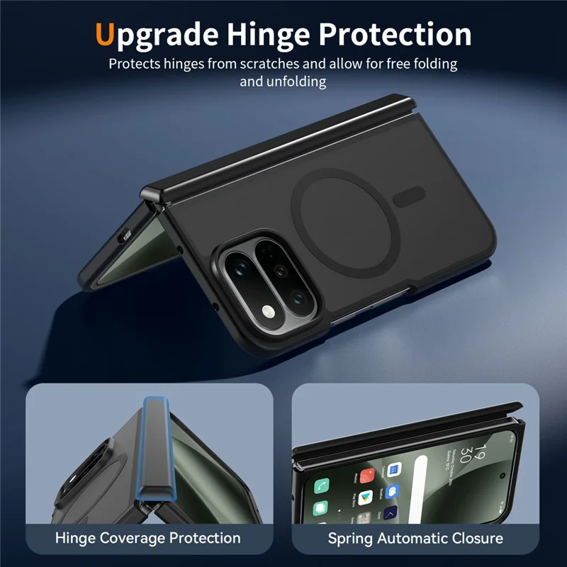 For Google Pixel 11 Pro Fold Magnetic Case Hinge Protection TPU + Acrylic Translucent Phone Cover with Front Frame - Black