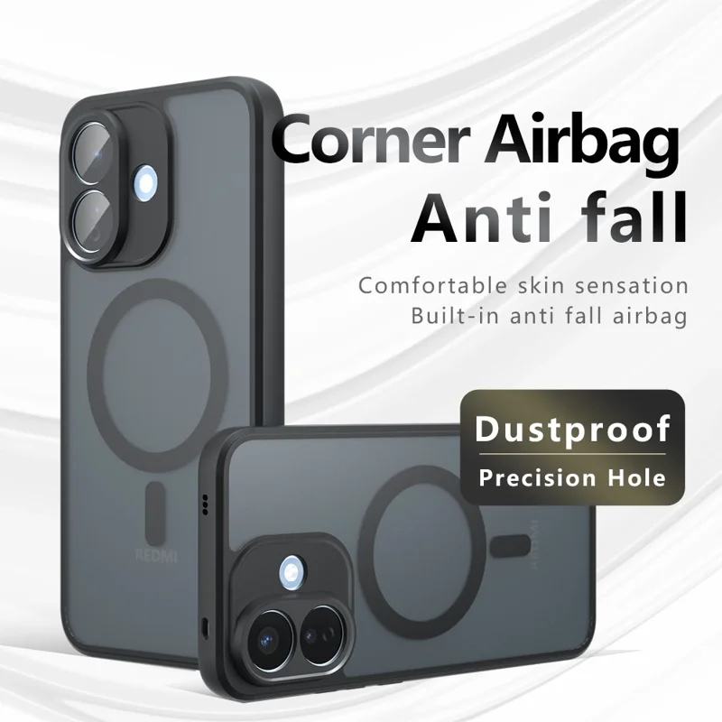 For Xiaomi Redmi Note 17 Pro 5G Magnetic Case TPU + PC Matte Skin Touch Phone Cover - Black