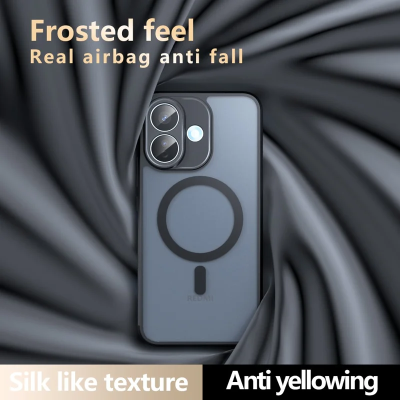 For Xiaomi Redmi Note 17 Pro 5G Magnetic Case TPU + PC Matte Skin Touch Phone Cover - Black