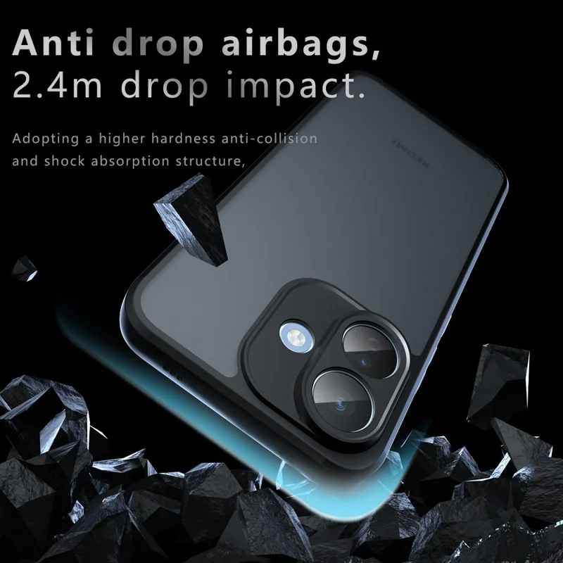 For Xiaomi Redmi Note 17 Pro 5G Case Skin-Touch TPU + PC Matte Phone Back Cover - Transparent Black