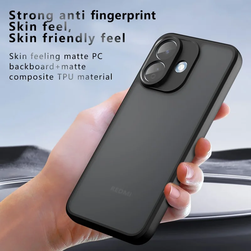 For Xiaomi Redmi Note 17 Pro 5G Case Skin-Touch TPU + PC Matte Phone Back Cover - Transparent Black
