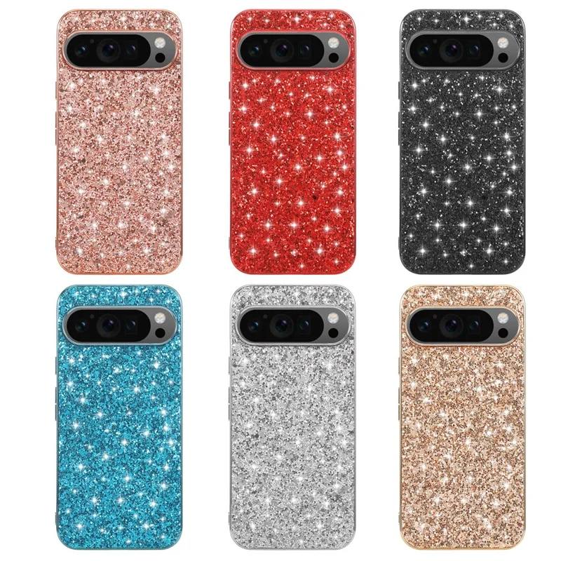 For Google Pixel 11 / 11 Pro Case Electroplating TPU + PC Sparkling Glitter Phone Back Cover - Yellow