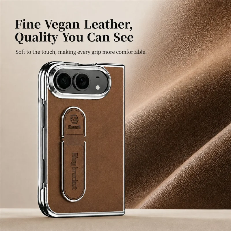For iPhone Fold Case met Standaard Elektrolytisch Verkoper PU Leer + PC Telefoonhoes met Schermbeschermer - Bruin