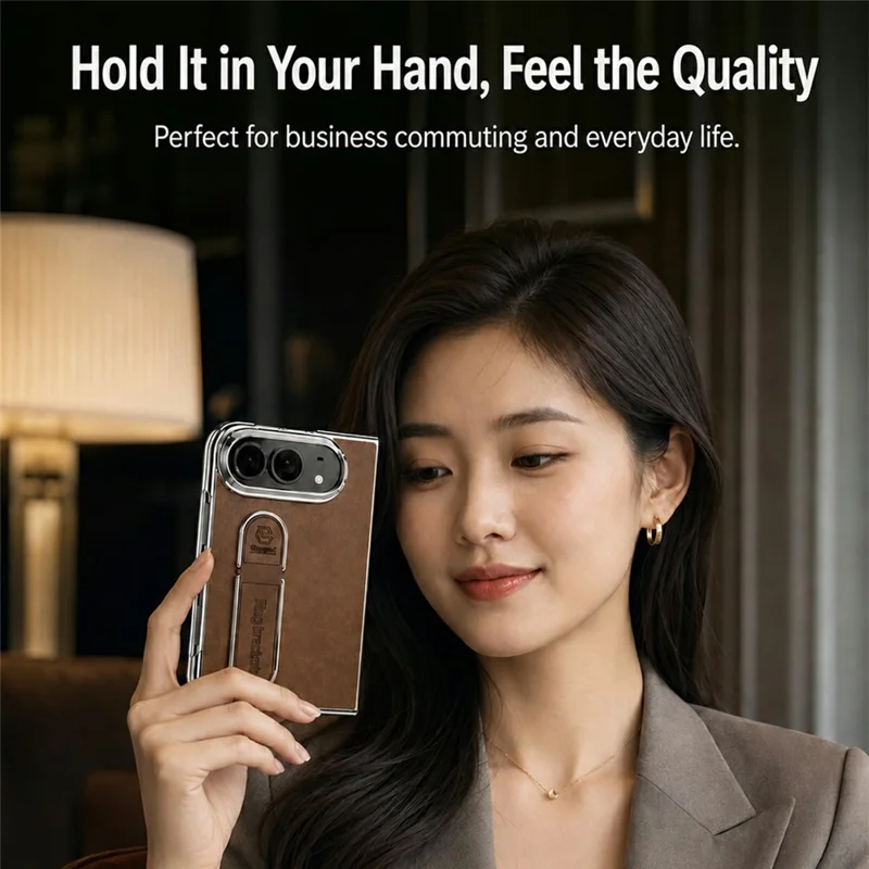 For iPhone Fold Case met Standaard Elektrolytisch Verkoper PU Leer + PC Telefoonhoes met Schermbeschermer - Bruin
