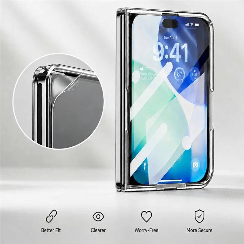 Für iPhone Fold Magnetisches Case Leder + PC Handy-Schutzhülle mit integriertem Displayschutz - Dunkelblau