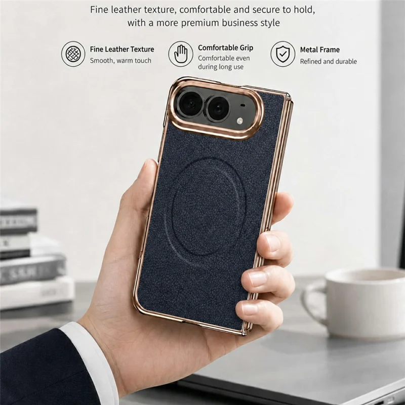 For iPhone Duo Magnetic Case with Tempered Glass Flim Litchi Texture Leather + PC Phone Cover - Black