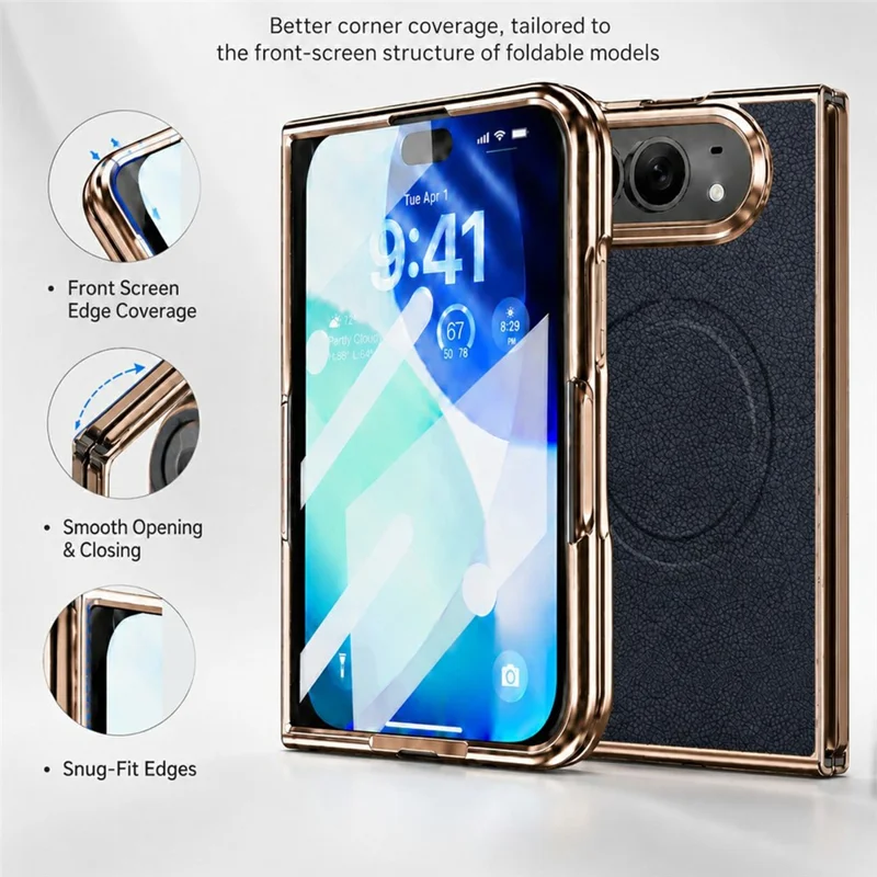For iPhone Duo Magnetic Case with Tempered Glass Flim Litchi Texture Leather + PC Phone Cover - Black