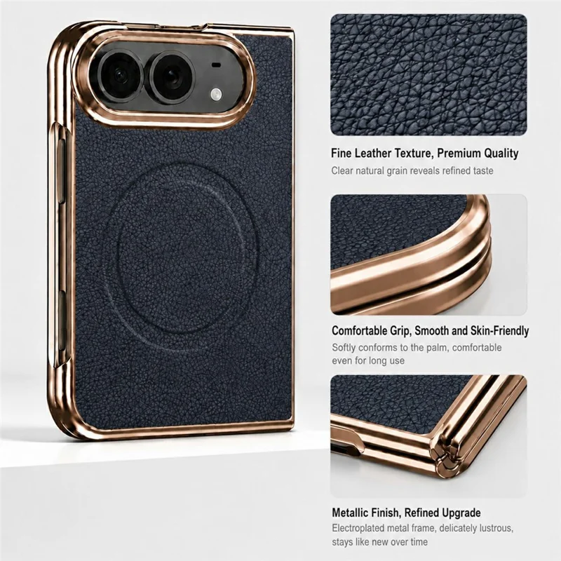 For iPhone Duo Magnetic Case with Tempered Glass Flim Litchi Texture Leather + PC Phone Cover - Black
