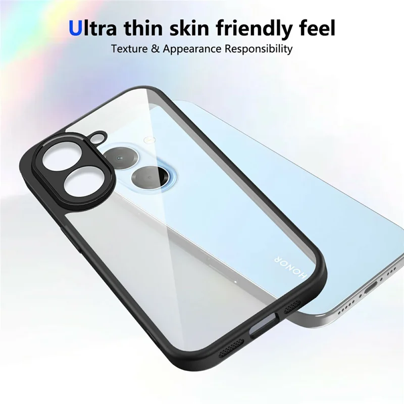 For Honor X7e 4G Case Matte Skin Touch Clear PC + TPU Shockproof Phone Back Cover - Black