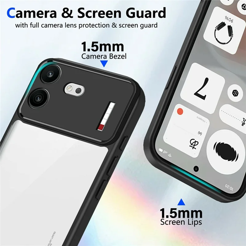 For Nothing Phone (4b) Case Matte Skin Touch Clear PC + TPU Shockproof Phone Back Cover - Black