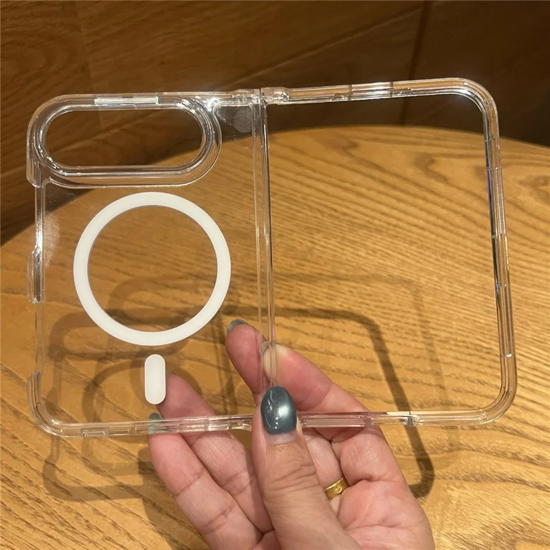 For iPhone Duo Magnetic Case TPU + Acrylic Folding Phone Anti Drop Cover - Transparent