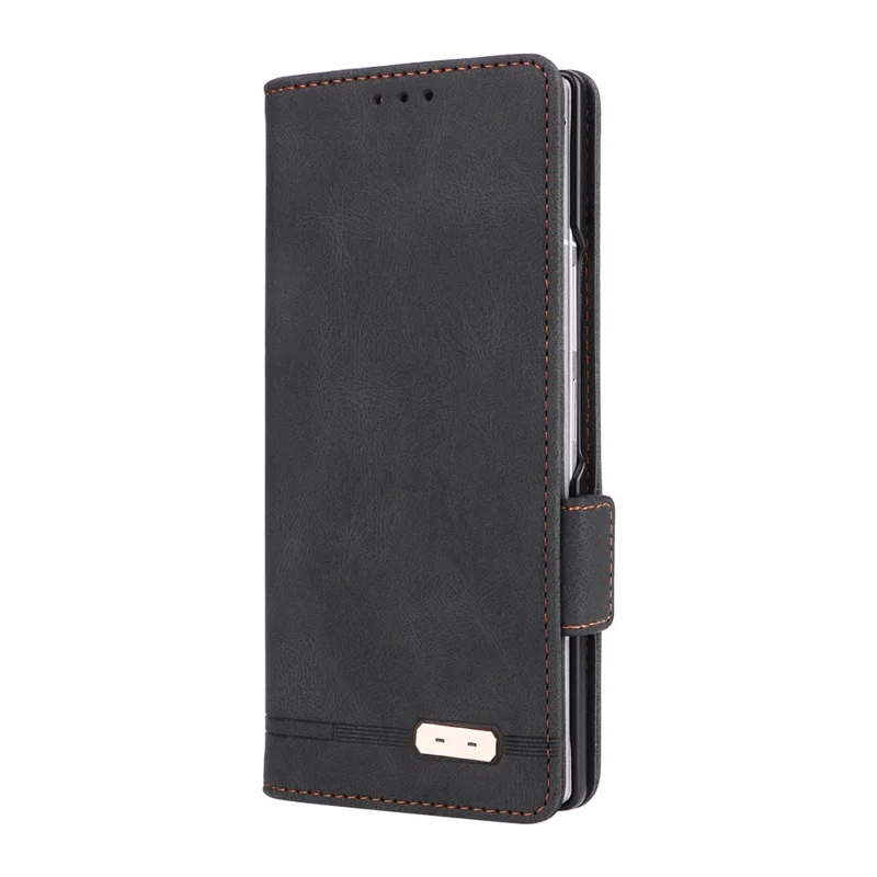For Samsung Galaxy Z Fold8 Ultra Case Leather Wallet Flip Phone Cover with Hardware Decor - Black