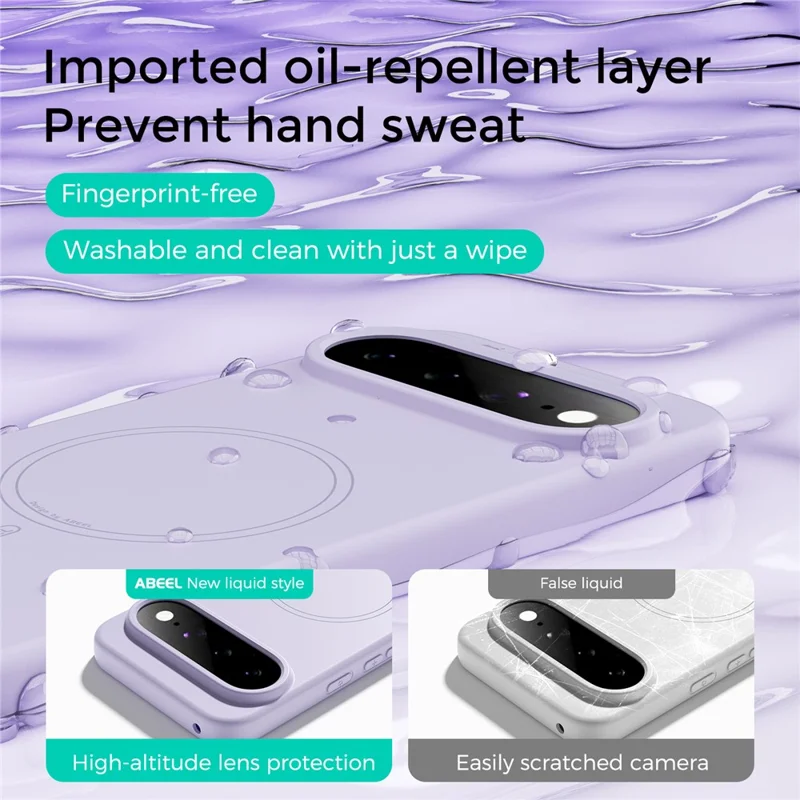 ABEEL Magnetic Case For Google Pixel 11 Skin Touch Liquid Silicone Phone Back Cover - Purple