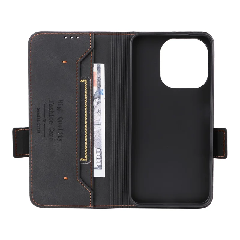 For Xiaomi Redmi Note 17 Pro+ 5G  /  Redmi Note 17 Pro Max 5G Case Leather Wallet Flip Phone Cover with Hardware Decor - Black