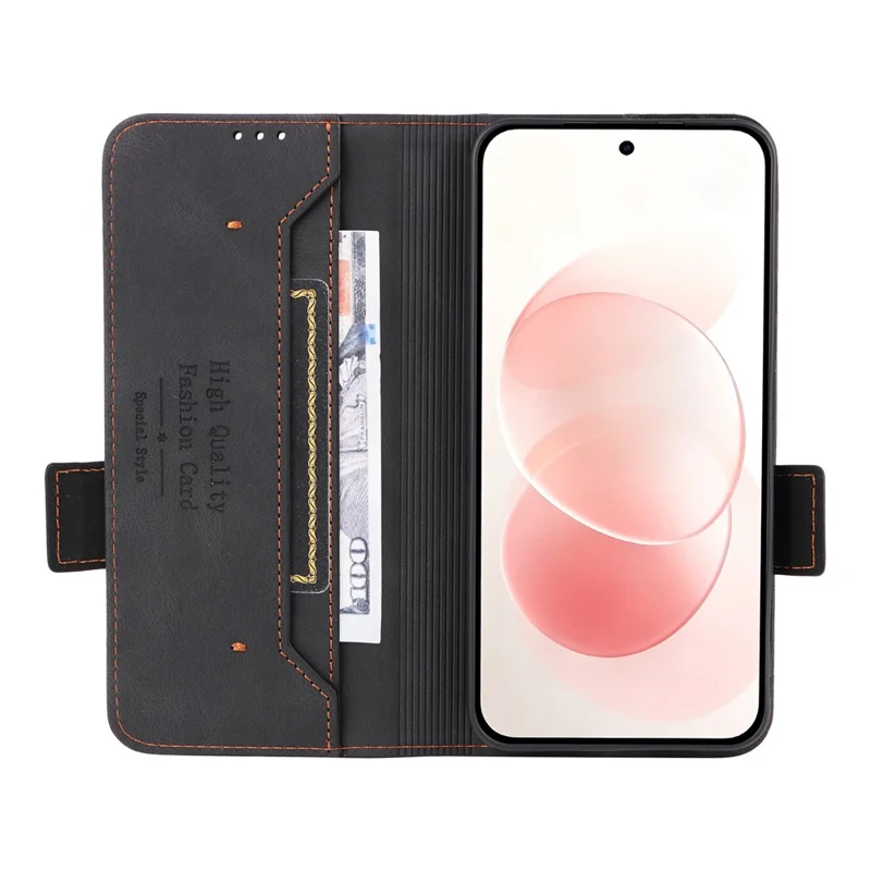 For Xiaomi Redmi Note 17 Pro+ 5G  /  Redmi Note 17 Pro Max 5G Case Leather Wallet Flip Phone Cover with Hardware Decor - Black