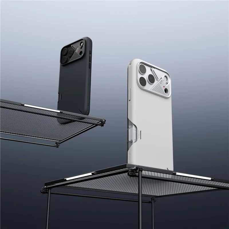 AULUMU For iPhone 18 Pro / 17 Pro Shockproof Case PC + TPU Phone Cover with Aluminum Alloy Camera Frame - White