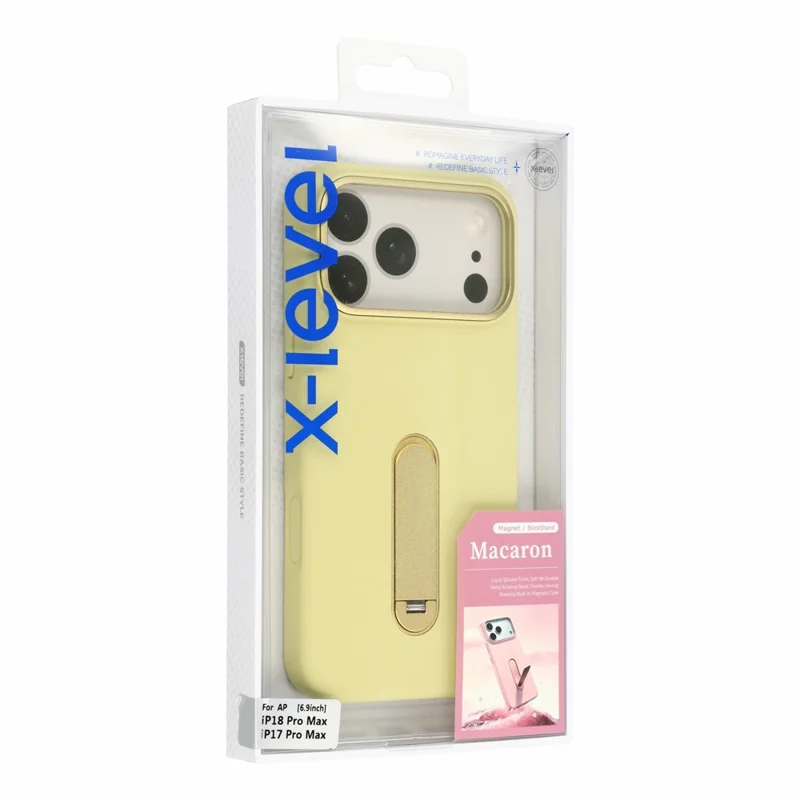 X-LEVEL for iPhone 18 Pro  / 17 Pro Magnetic Case Kickstand Tech Fabric + Silicone Soft Touch Phone Cover - Sage Green