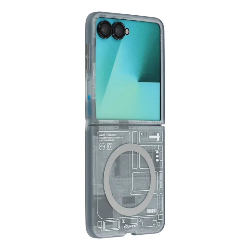 YOUNGKIT Technology Series for Samsung Galaxy Z Flip8 Magnetic Case Hard PC IMD Phone Cover - Black