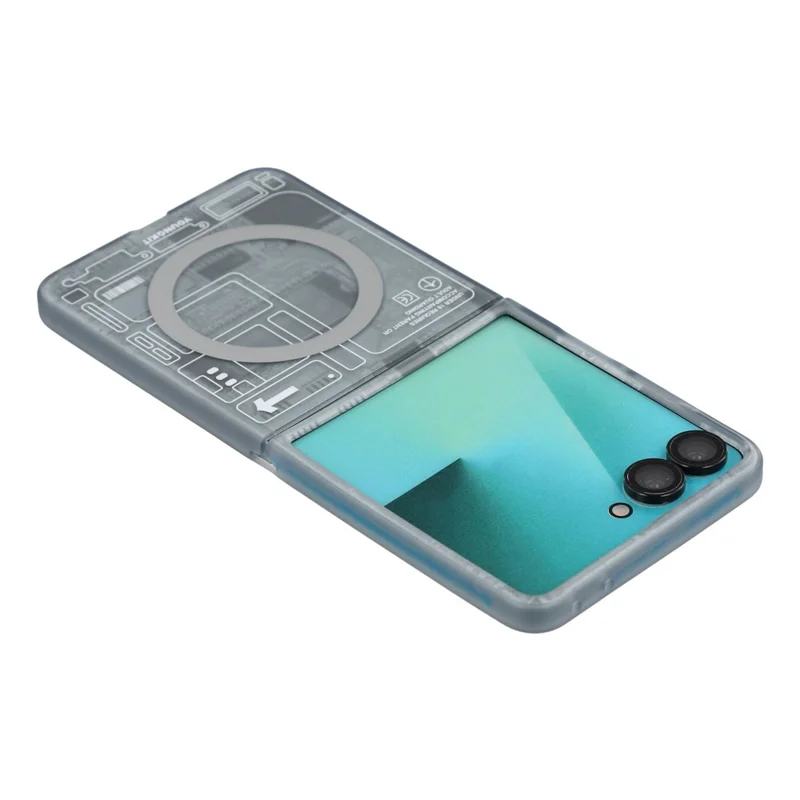 YOUNGKIT Technology Series for Samsung Galaxy Z Flip8 Magnetic Case Hard PC IMD Phone Cover - Black
