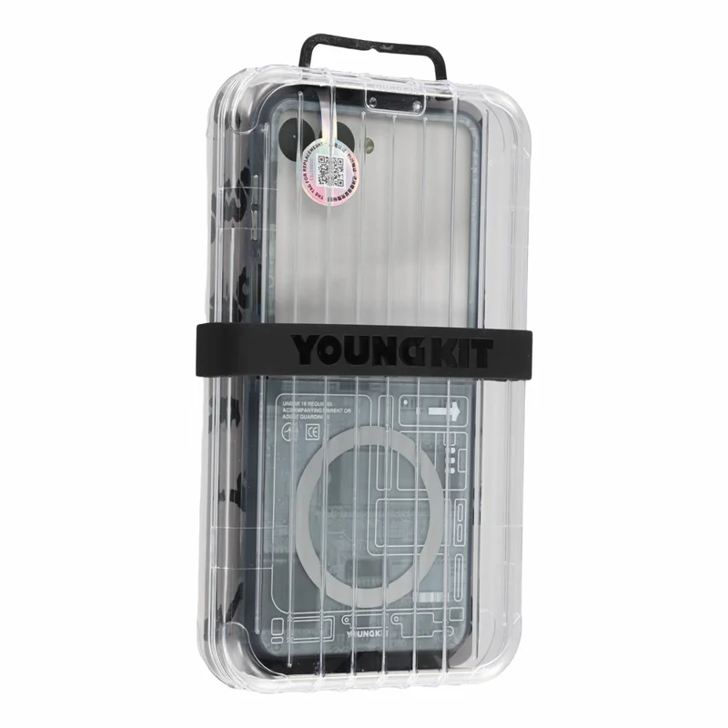 YOUNGKIT Technology Series for Samsung Galaxy Z Flip8 Magnetic Case Hard PC IMD Phone Cover - Black