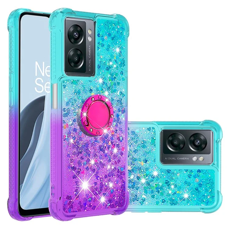 Pour OnePlus Nord N300 5G / Oppo A57 (2022) 5G / A77 5G / Royaume Q5i / Narzo 50 5G / V23 5G YB Rapide de TPU Soft-8 Soft TPU TPU Davilier Couverture du Rénérieur de la Ring Dépossionne - Bleu Ciel / Violet