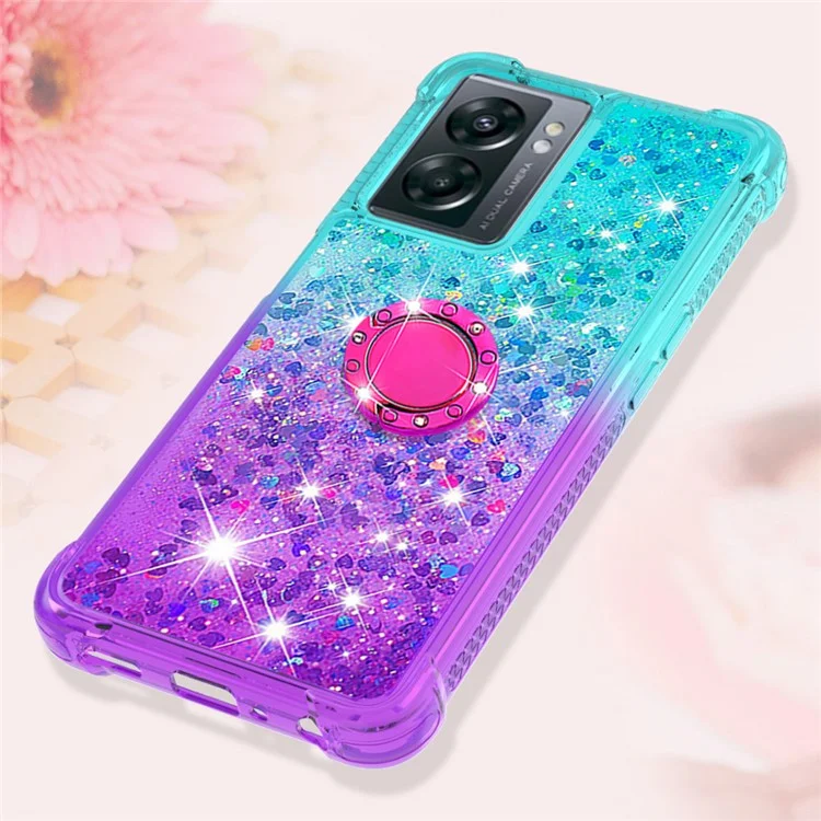 Pour OnePlus Nord N300 5G / Oppo A57 (2022) 5G / A77 5G / Royaume Q5i / Narzo 50 5G / V23 5G YB Rapide de TPU Soft-8 Soft TPU TPU Davilier Couverture du Rénérieur de la Ring Dépossionne - Bleu Ciel / Violet