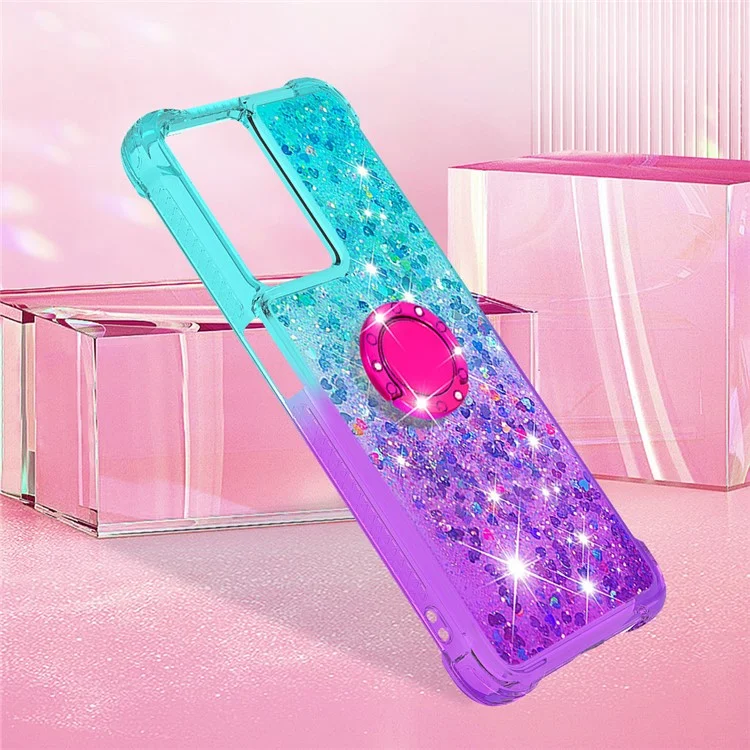 Pour OnePlus Nord N300 5G / Oppo A57 (2022) 5G / A77 5G / Royaume Q5i / Narzo 50 5G / V23 5G YB Rapide de TPU Soft-8 Soft TPU TPU Davilier Couverture du Rénérieur de la Ring Dépossionne - Bleu Ciel / Violet