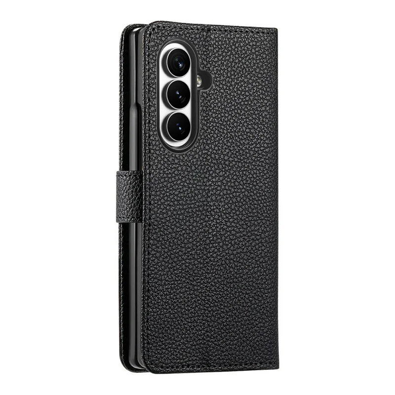 For Samsung Galaxy Z Fold8 Ultra Case RFID Blocking Zipper Pocket Leather Wallet Phone Cover with Strap - Black