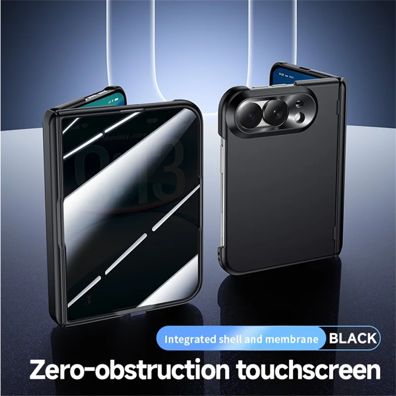 For iPhone Fold Case met Privacy Screen Protector Harde PC Skin-touch Telefoonhoes - Zwart