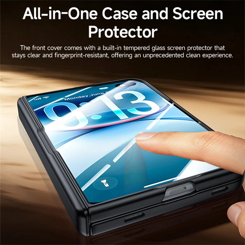For iPhone Fold Case met Privacy Screen Protector Harde PC Skin-touch Telefoonhoes - Zwart